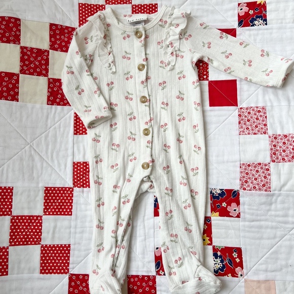 Nicole Miller Other - Cherry print baby pajamas/sleeper - 3-6mo - baby girl
